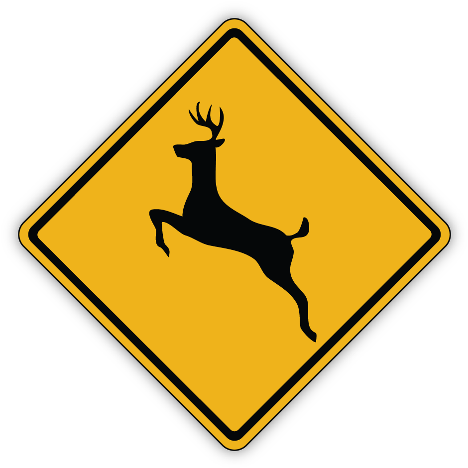 Deer Crossing Sign (1000x1000), Png Download