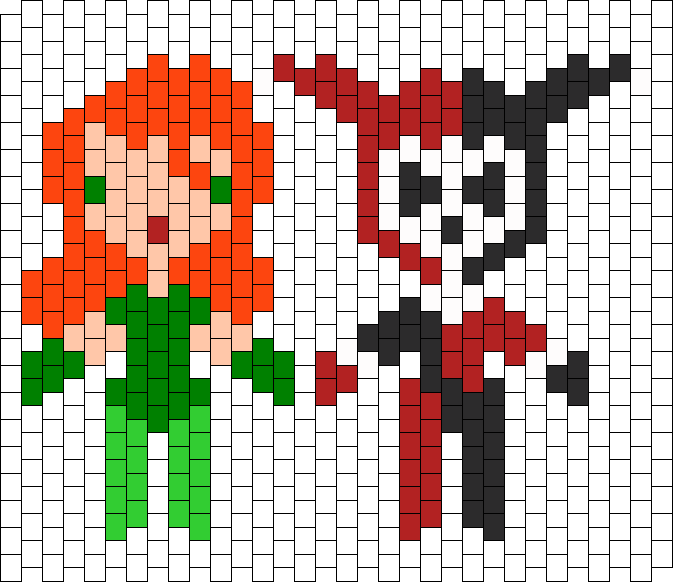Poison Ivy And Harley Quinn Bead Pattern - Poison Ivy Perler Bead Pattern (673x582), Png Download