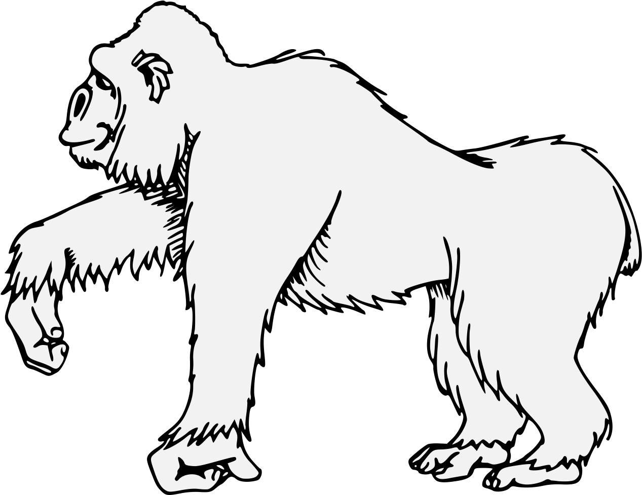 Gorilla Clipart Traceable - Art (1283x993), Png Download