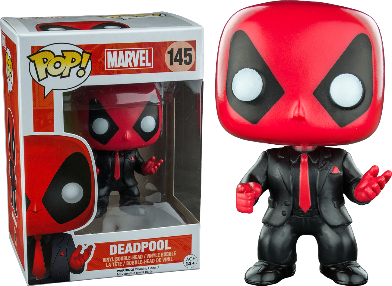Deadpool In Suit & Tie Pop Vinyl Figure Main Image - Deadpool Dressed To Kill Pop! Vinyl Bobble Head (1300x951), Png Download