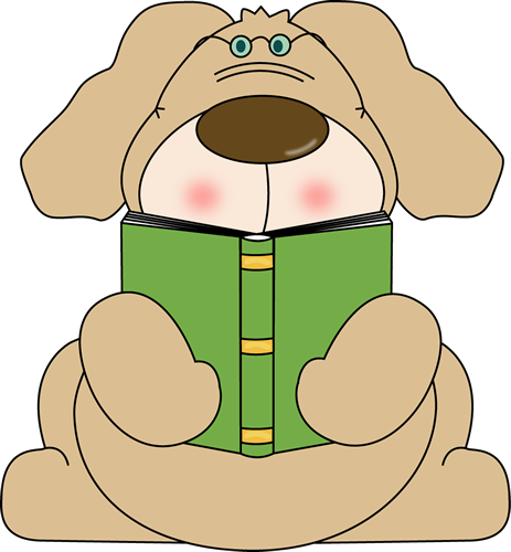Dog Reading Clip Art - Dog With Book Clip Art (463x500), Png Download