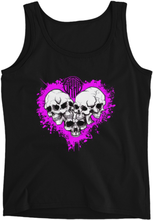 Ladies' Hot Pink Heart Of Skulls Tank - Active Tank (480x480), Png Download