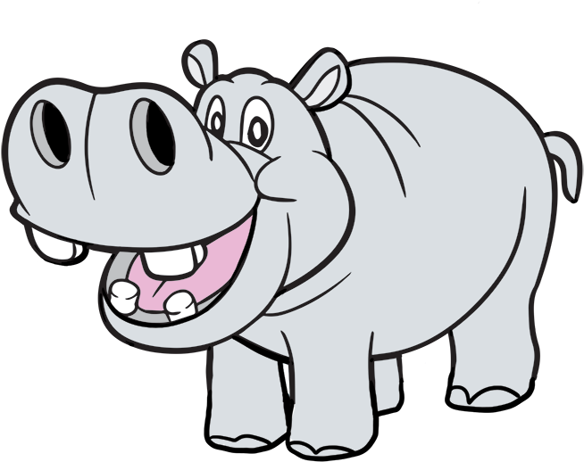 Instant Download Kawaii Animals Clipart // Safari Clipart - Hippo Clipart (700x555), Png Download