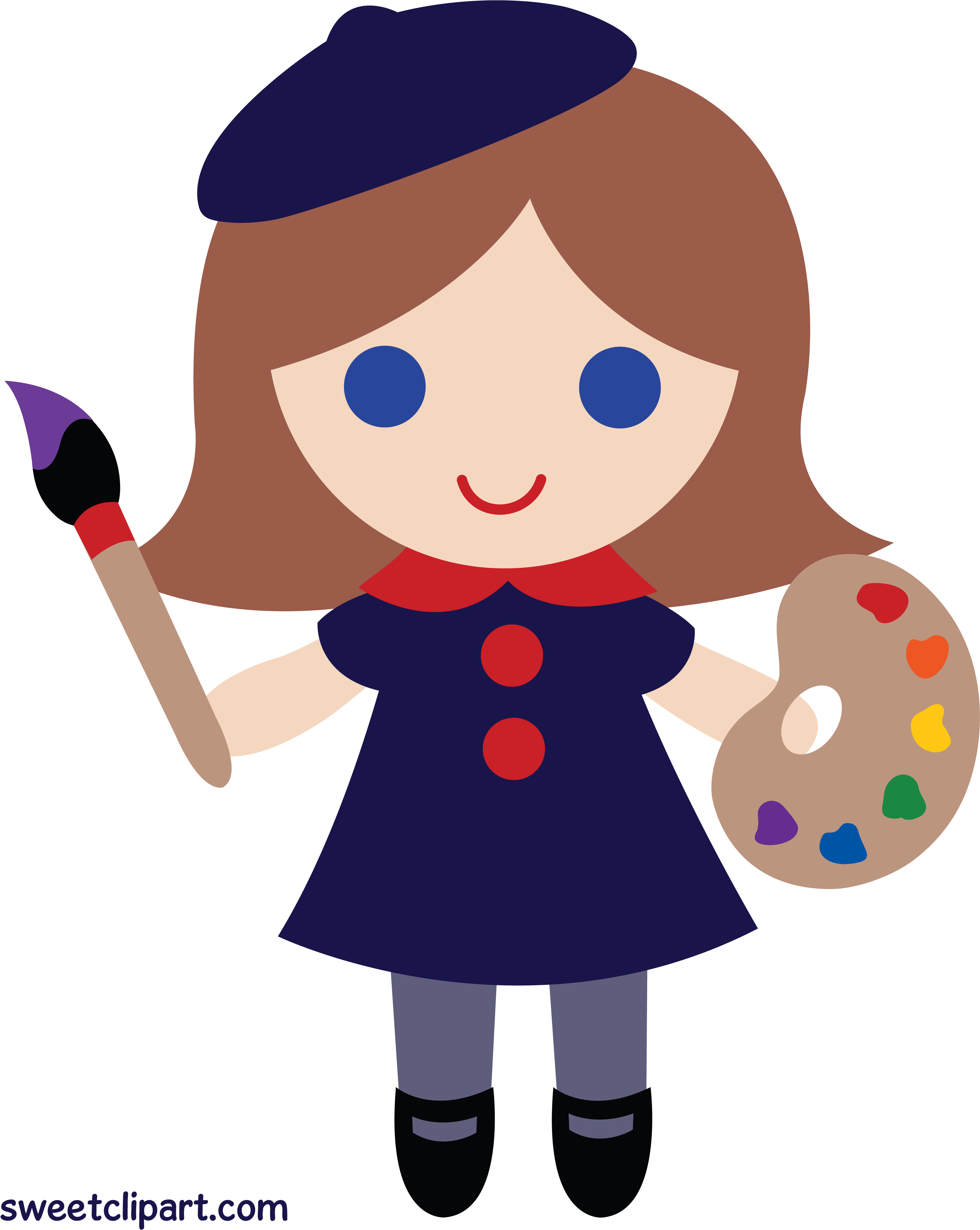 Doll Clipart Little Girl - Girl Artist Clip Art (3239x4029), Png Download