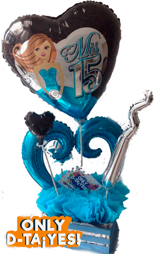 Centros Mesa Xv Años Con Globos (498x498), Png Download