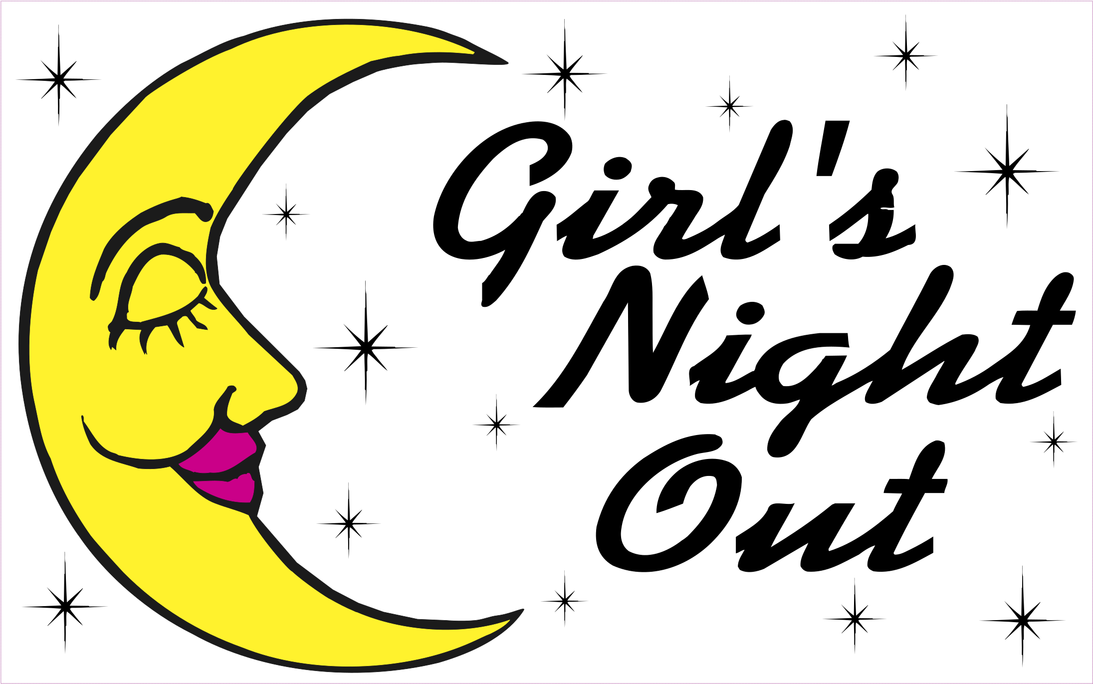 Girl's Night Out Logo Png Transparent - Girls Night Black And White (2400x2400), Png Download