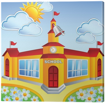 Vector Cartoon School Building Canvas Print • Pixers® - Cartoon Images Of My School (400x400), Png Download