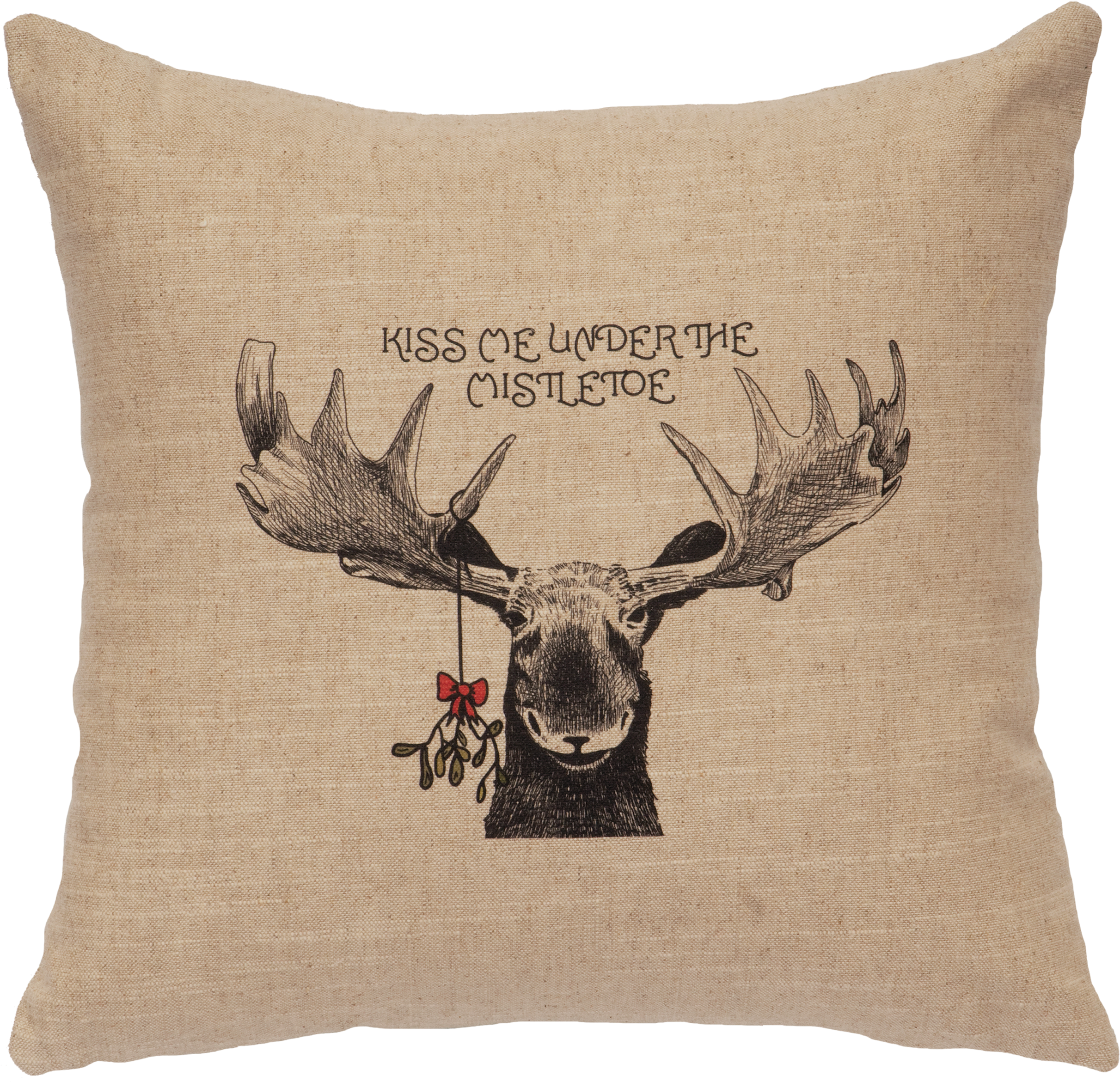 Mistletoe Moose Linen Pillow - Black And White Holiday Cards (2500x2500), Png Download