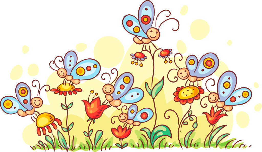 Hand Painted Honey Bee Png Transparent - 蝴蝶 採 蜜 卡通 (1024x593), Png Download