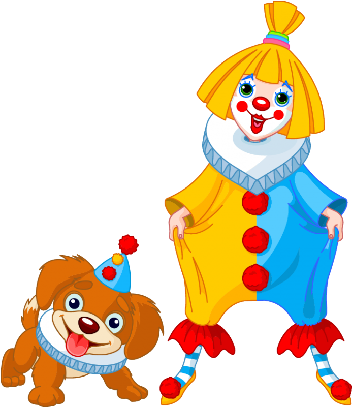Clown And Dog Stickers, Circus Stickers - Clown Dog Clipart (800x800), Png Download
