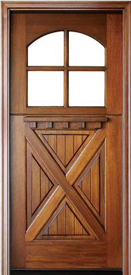 4lt Mahogany Dutch Door With Clear Beveled Low-e Arched - Dutch Door (320x400), Png Download