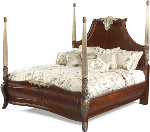 Imperial Court Panel Bed - Imperial Court - Poster Bed - King (600x510), Png Download
