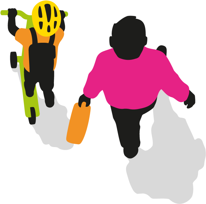 Parent And Child Scooting - Illustration (1250x1250), Png Download