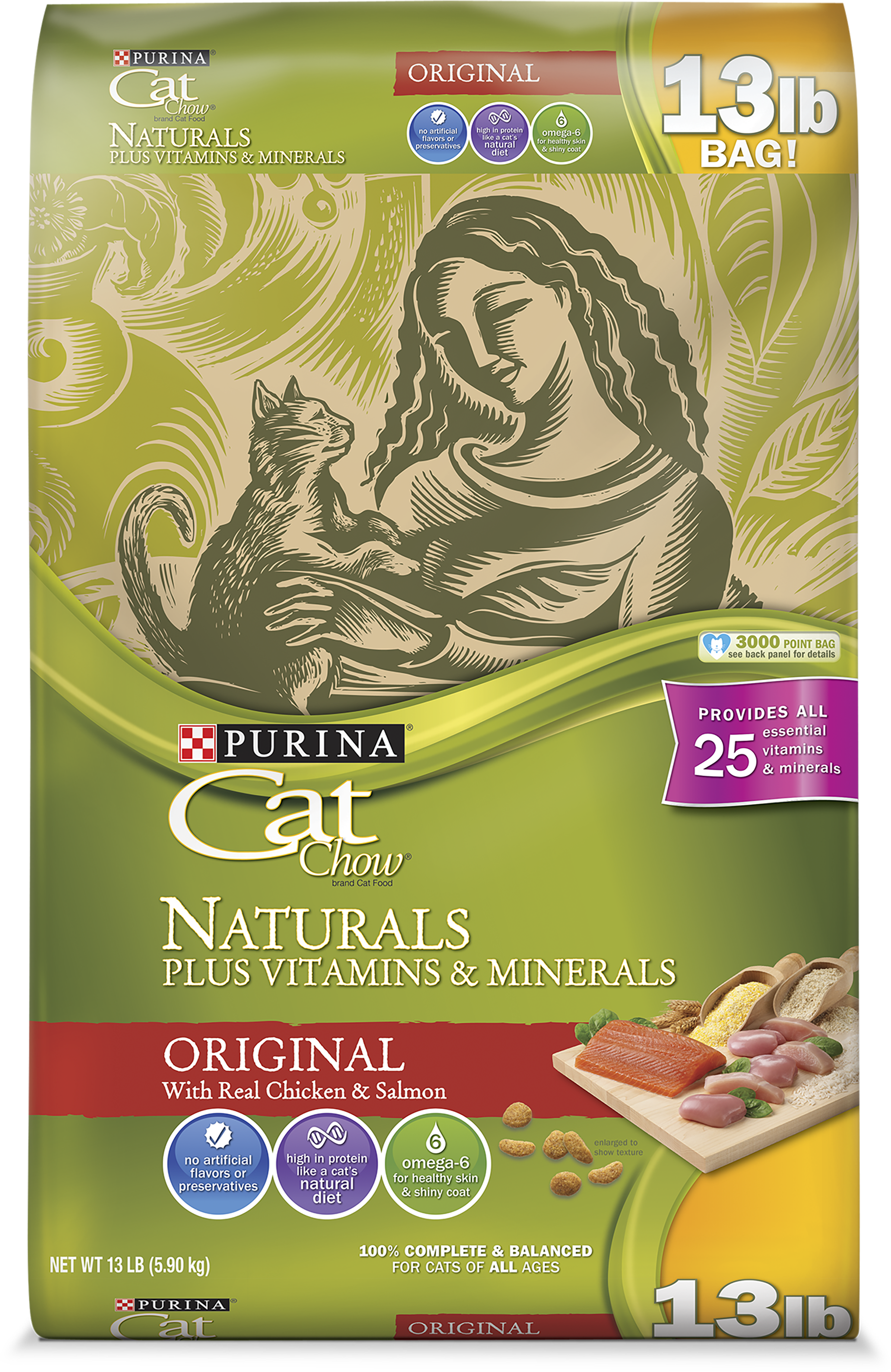 Purina Cat Chow Naturals Original Plus Vitamins & Minerals - Purina Naturals Original Cat Food (3000x3000), Png Download