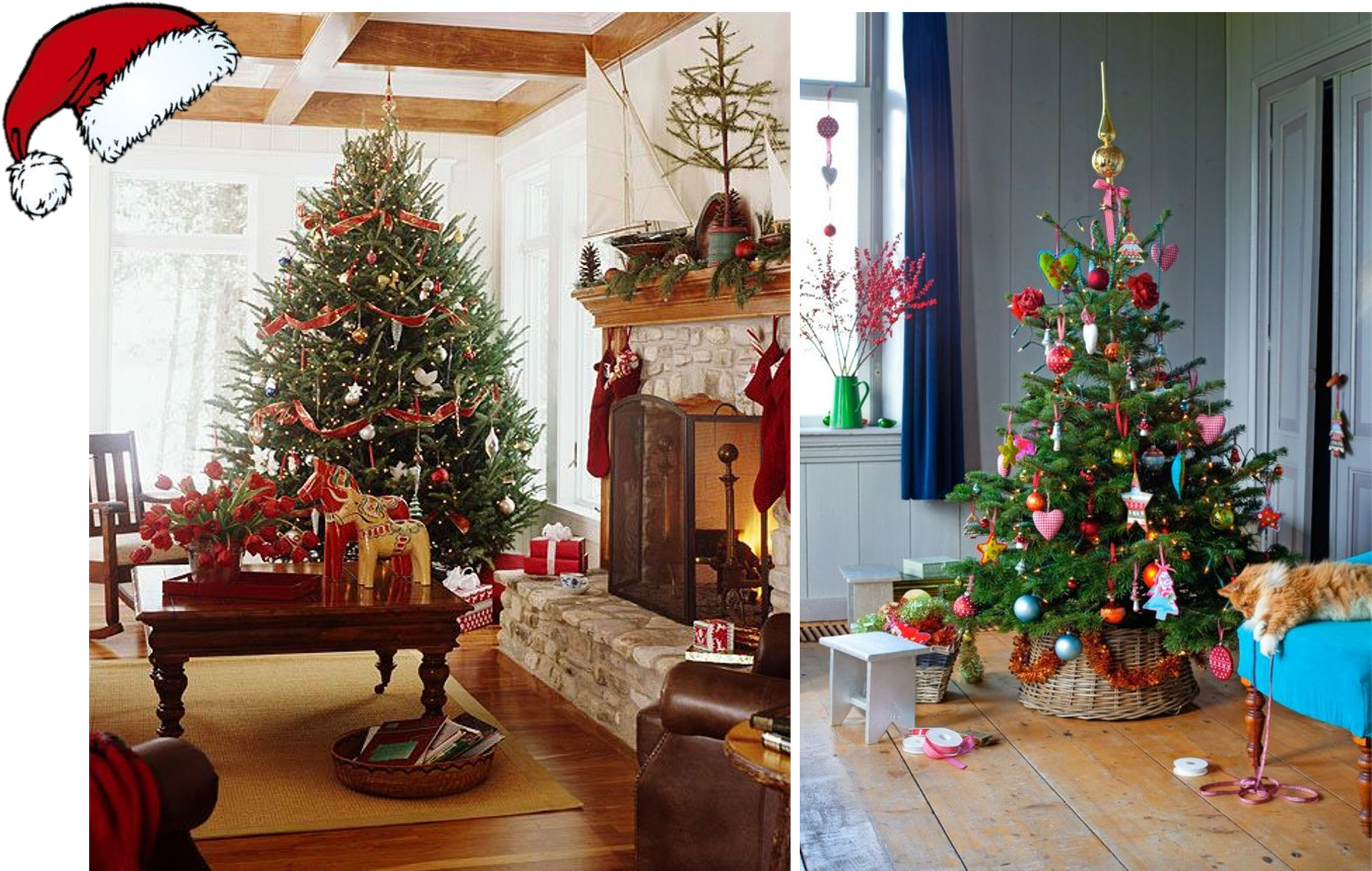 2 Arvore De Natal - Christmas Tree Decorations Fireplace (1872x1212), Png Download