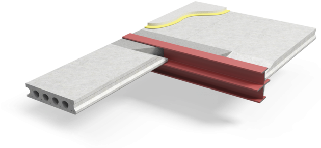 The Void Between The Unit And The Steel Beam Is Then - Hollow Core Slab Steel Beam (632x297), Png Download