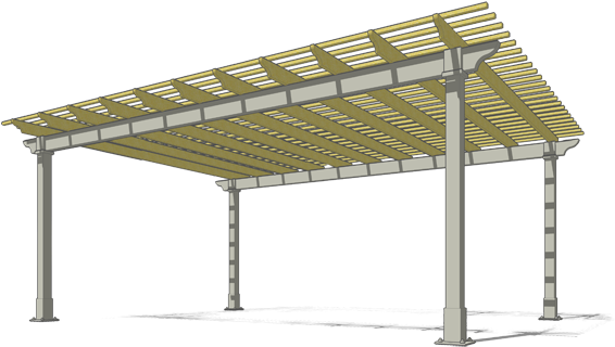 Pergola - Metal Trellis Roof (600x353), Png Download