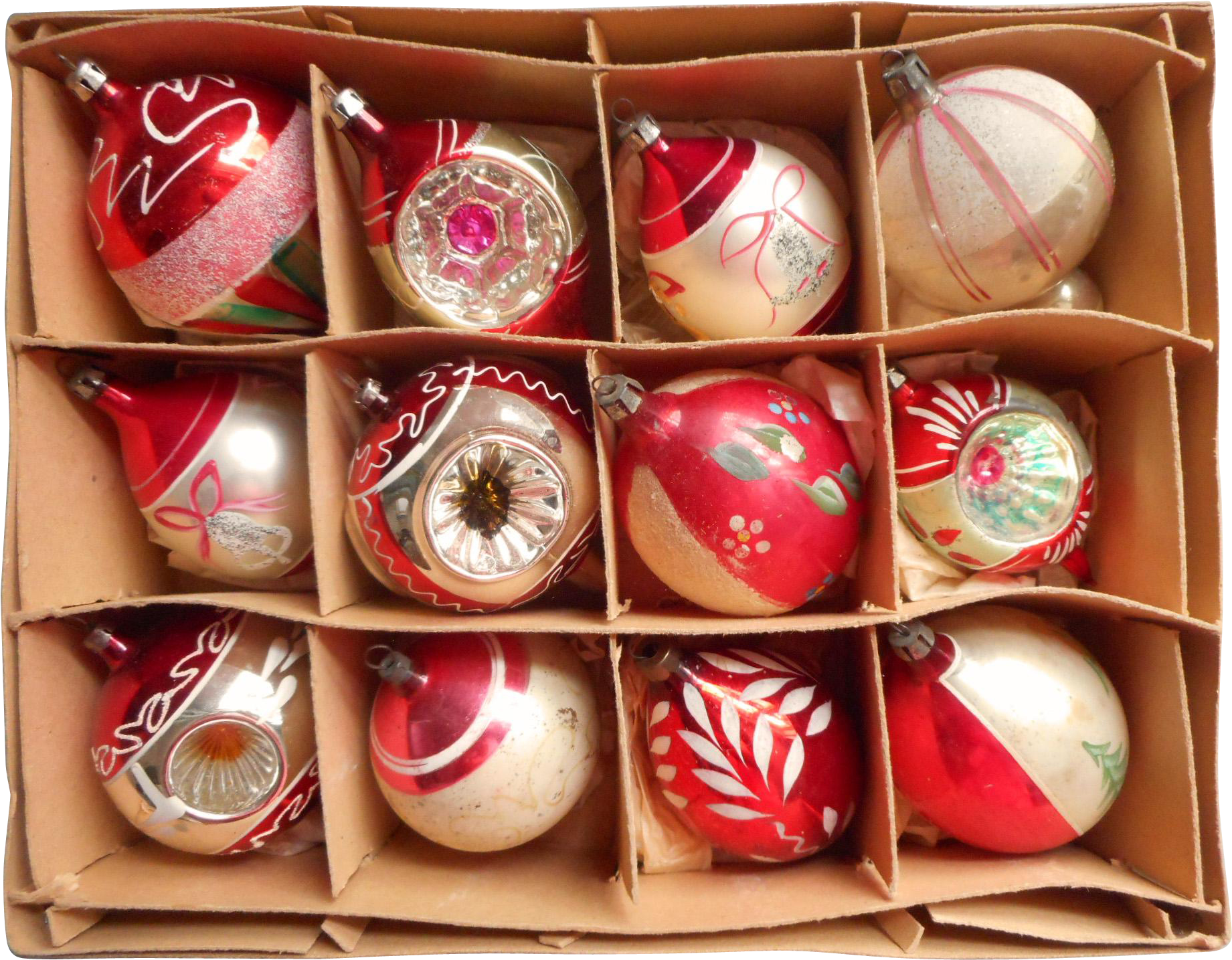 Vintage Christmas Ornaments Glass All Red Poland Indents - Christmas Ornament (1840x1840), Png Download