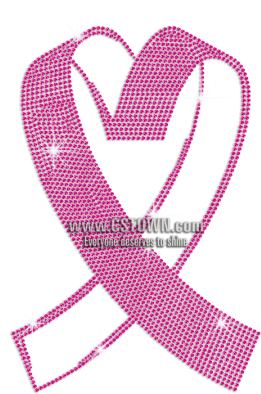 Pink Heart Ribbon Rhinestud Transfer - Cinta Rosada De Cancer (450x450), Png Download