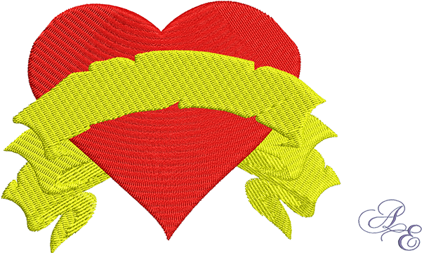 Heart And Ribbon - Illustration (722x361), Png Download