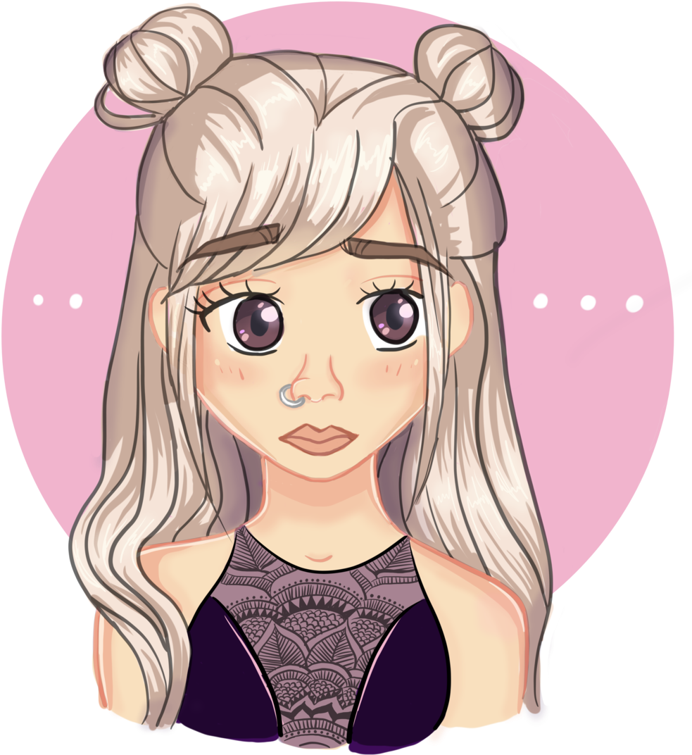 Image Royalty Free Library Bun Drawing - Two Bun Hair Drawing (1024x1229), Png Download
