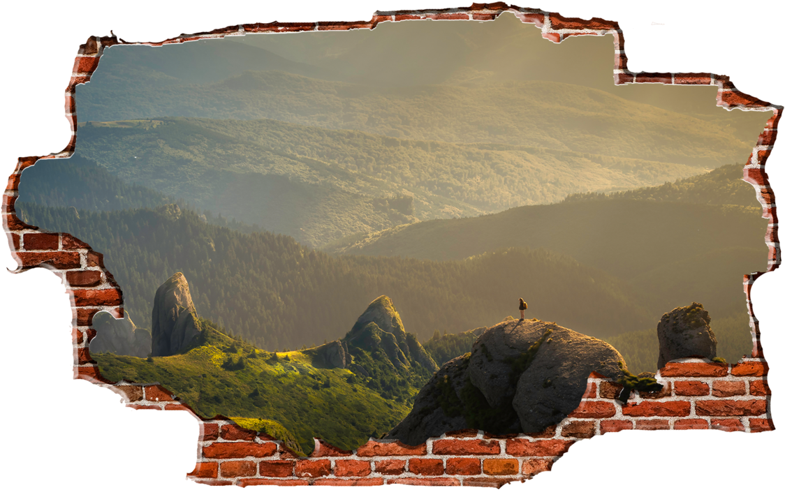 Zapwalls Decals On The Edge Climber In Mountain Forest - Edge Climber In Mountain Forest Breaking Wall Nature (1280x750), Png Download