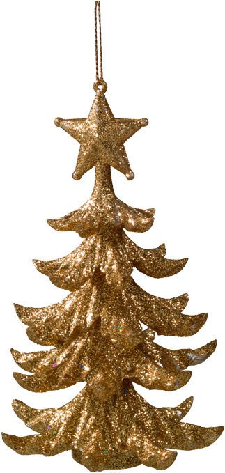 Tree With Glitter, Gold - Fir (427x700), Png Download