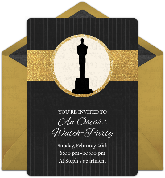 Customizable, Free Statue Silhouette Online Invitations - Oscars Invitation (650x650), Png Download