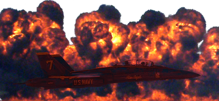 Composite Of Blue Angel And Wall Of Fire " - Naval Air Station Pensacola (720x332), Png Download