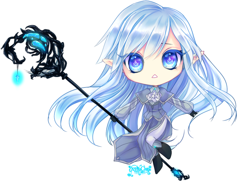 Anime Girl Chibi Witch (900x765), Png Download