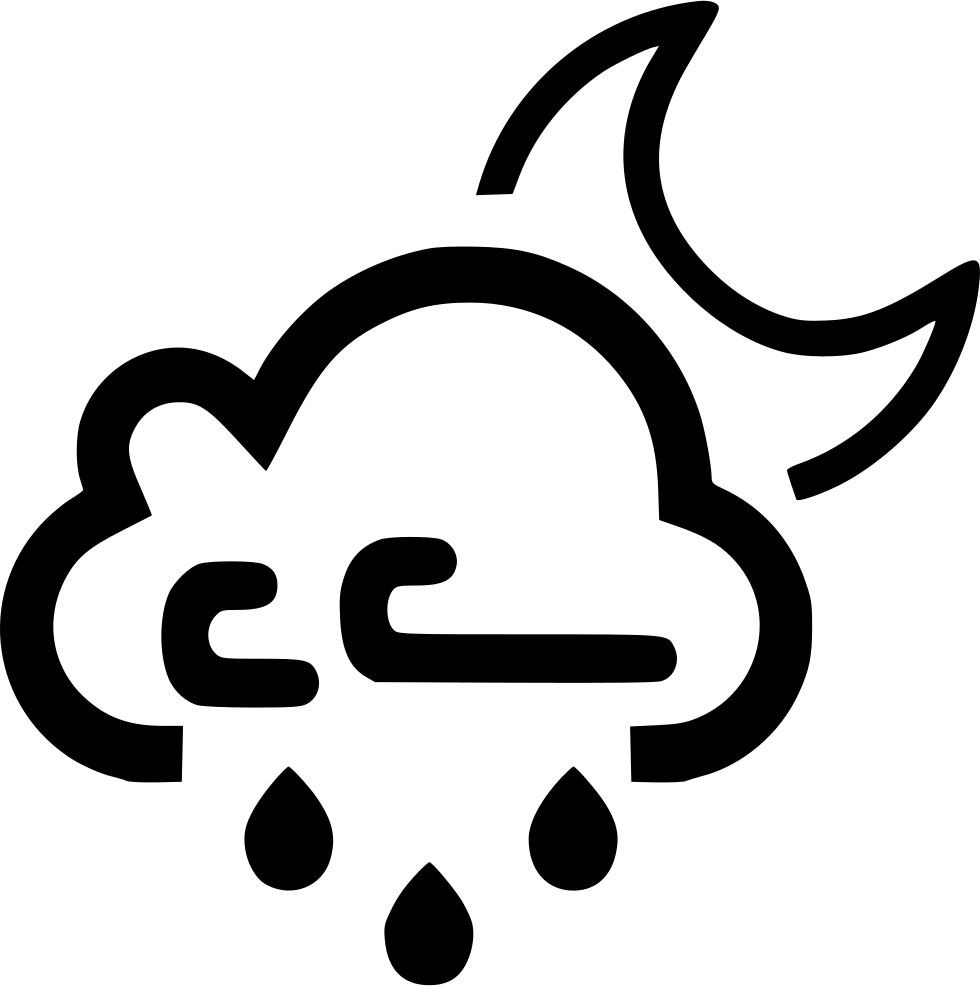 Cloud Wind Windy Rain Raining Moon Night Svg Png Icon - Wind And Snow Icon (980x986), Png Download