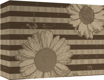 Beige Daisies On Striped Background - Circle (674x516), Png Download