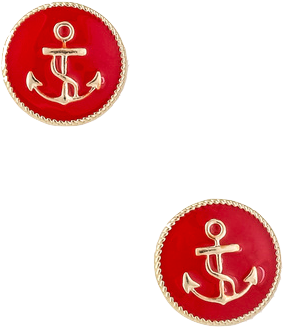 Enamel Anchor Earrings Red By Jewelry From The Lucky - Fiyah Jewellery Anchor Studs (342x412), Png Download