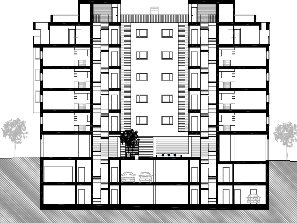 Seccion Patio Vivienda Plurifamiliar Vpo En Granada - Floor Plan (1228x932), Png Download