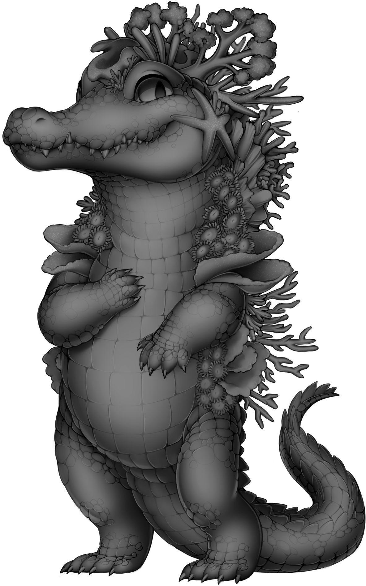 Coral Reef Crocodile Base - Alligators (1239x1934), Png Download