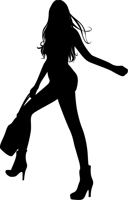 Vinilo Decorativo Silueta Mujer - Silueta Mujer Gif (495x771), Png Download