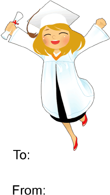 Graduation Girl Leaping Gift Tag Gift Tag - Gift (286x501), Png Download