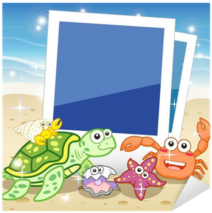 Decorative Frame For Photo With Tropical Bright Fishes - Marco Decorativo (400x400), Png Download