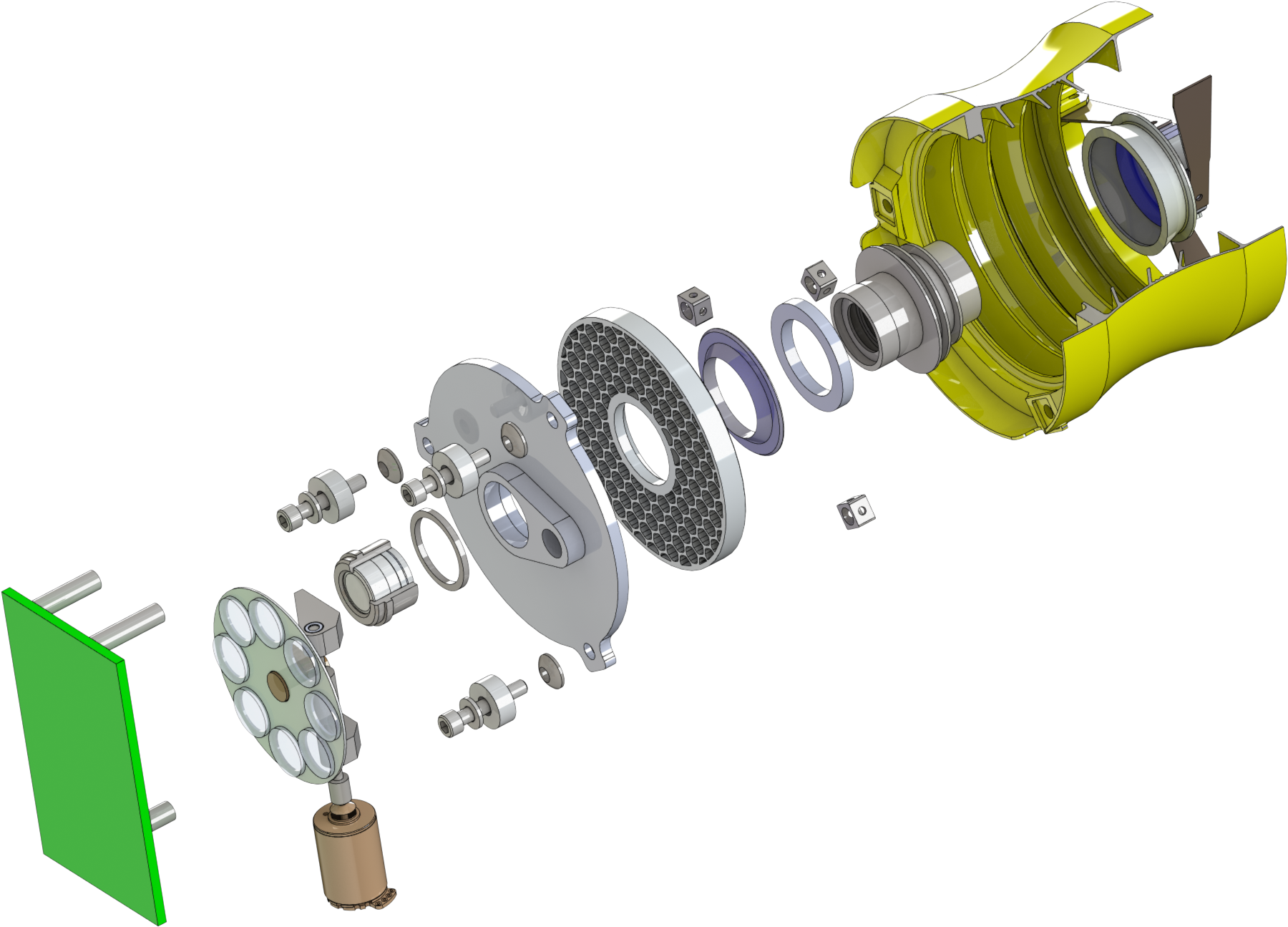 Model Of Jason Budinoff's 3 D Printed Imaging Instrument - 3d Model Exploded View (2000x1600), Png Download