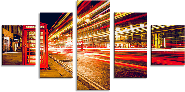 London Light Trails 5 Panel Cascade Canvas Picture - Diamond Painting Nature Sunset (800x601), Png Download