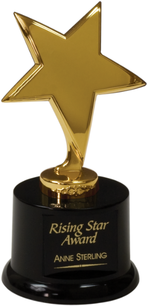 6c6702-a Gold Metal Star Black Plastic Base - Star On A Base Quantity(1) (358x675), Png Download