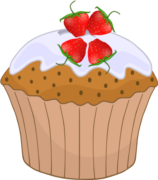 Strawberry Cupcake 4 Clip Art - Strawberry Cupcake Clip Art (516x597), Png Download
