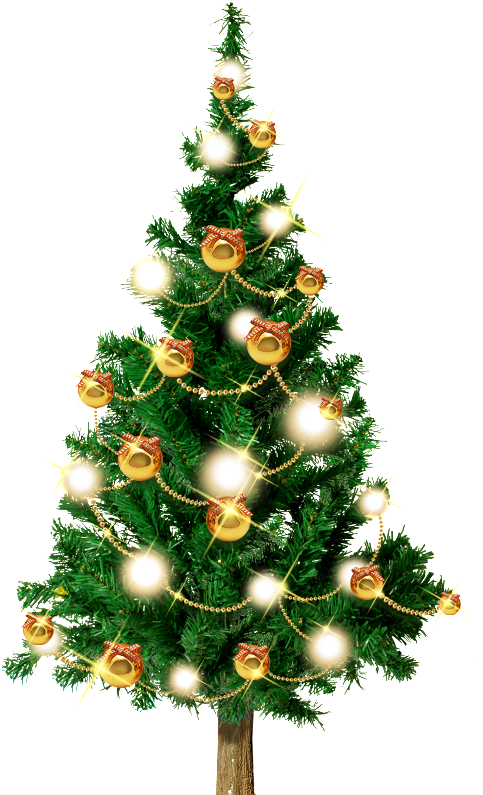 Golden Decorative Christmas Tree Cartoon Transparent - Mini Christmas Tree Transparent Png (1024x1719), Png Download