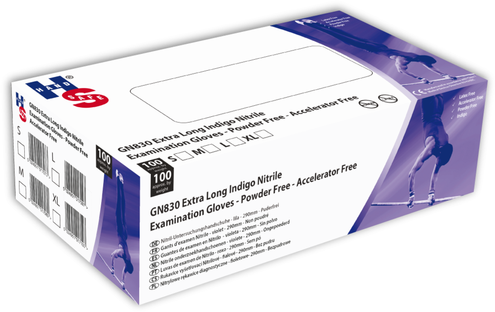 Polyco Gn830 Pf Nitrile Long Cuff Disposable Gloves - Powder Free Synthetic Gloves Large X 100 (1050x700), Png Download