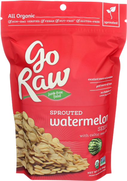 Go Raw Sprouted Watermelon Seed-10 Oz - Go Raw All Organic Sprouted Watermelon Seeds (650x650), Png Download