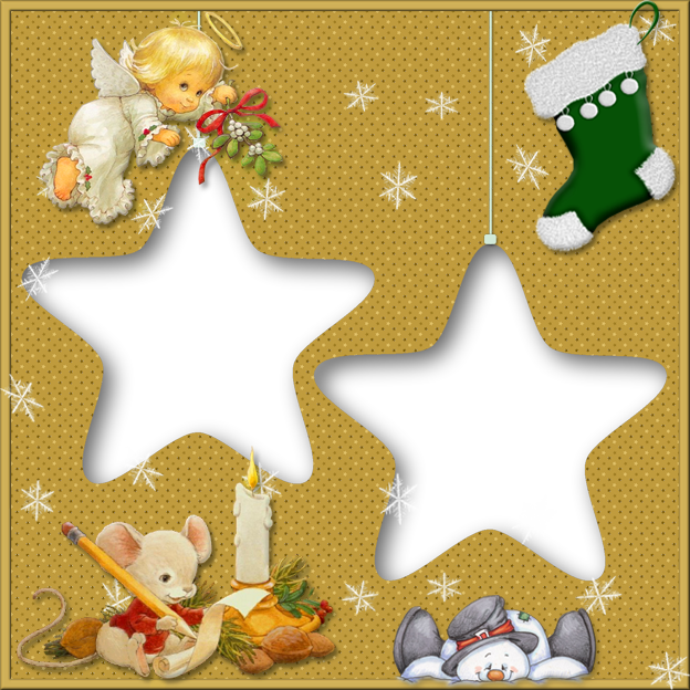 Christmas Frame With Angel (624x624), Png Download