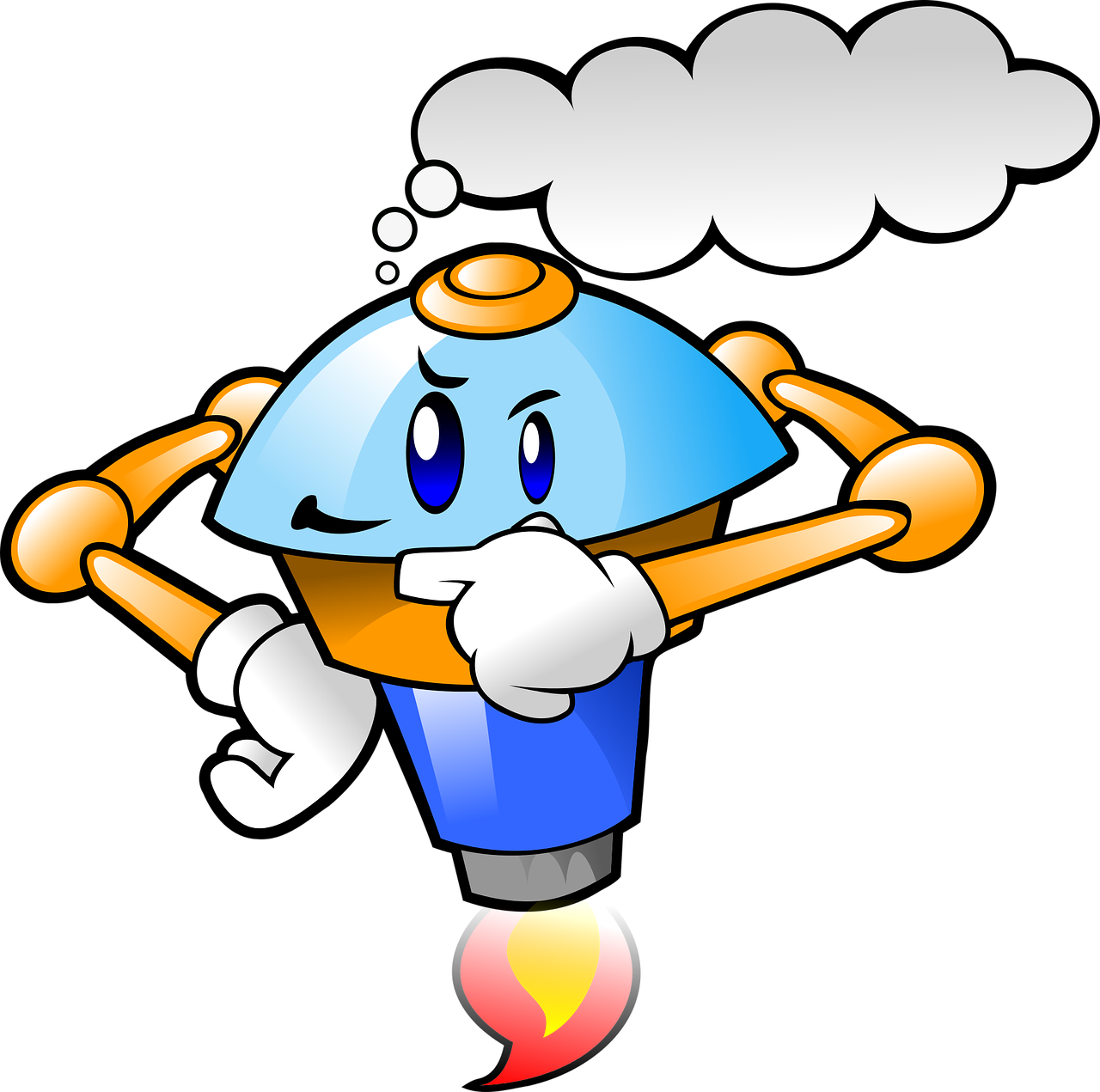 Robot Thought Bubble - Thinking Robot Clip Art (640x635), Png Download