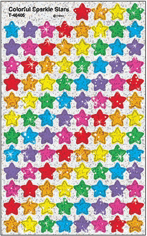 Colorful Stars Supershapes Stickers - Colorful Sparkle Stars (850x850), Png Download
