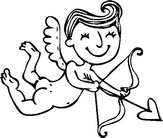 Happy Cupid With Arrow Coloring Page - วัน วาเลนไทน์ น่า รัก ๆ (600x470), Png Download