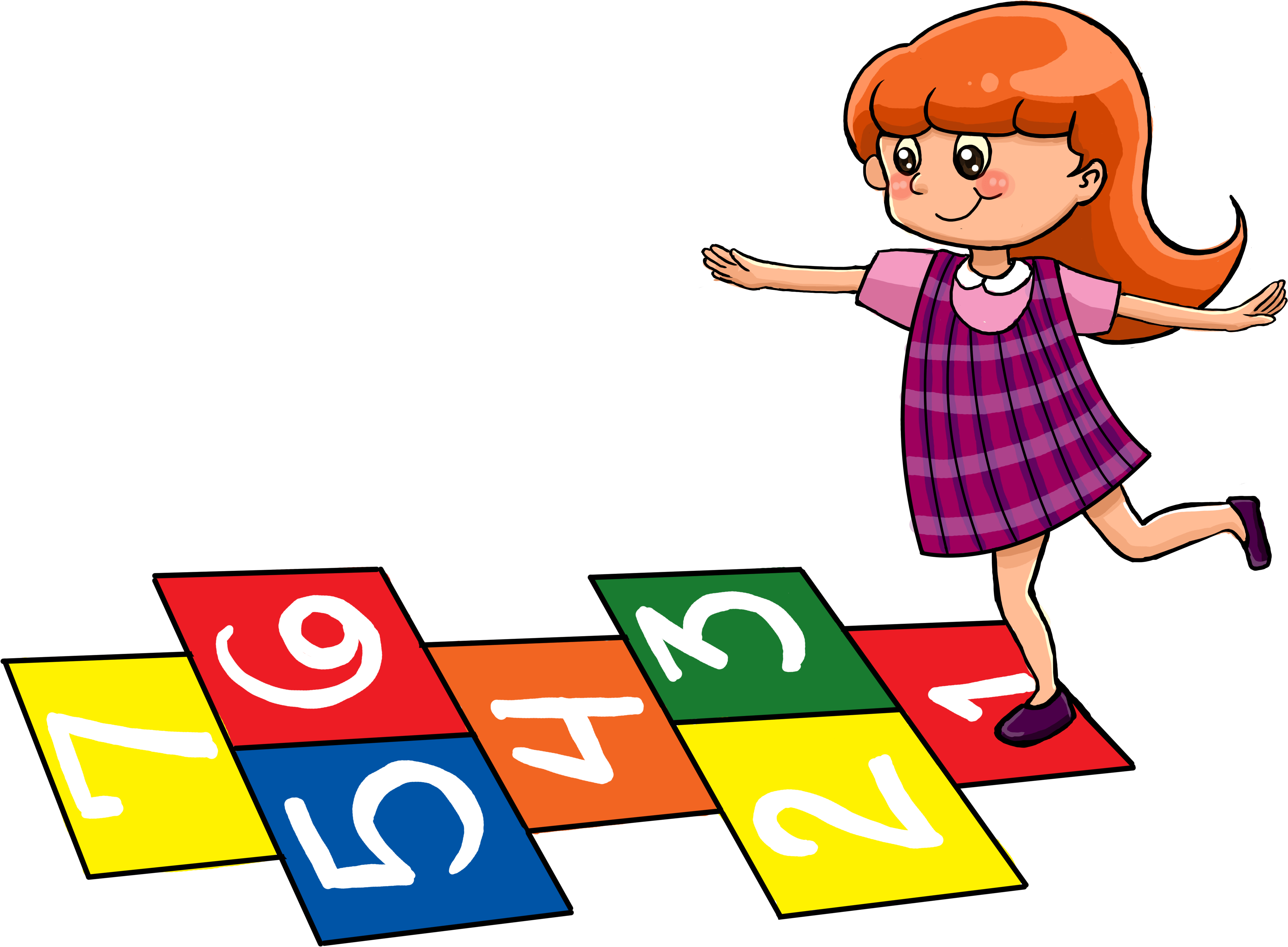 Little Girl Playing Hopscotch @ Tictacteach - Girl Playing Hopscotch Clipart (5376x4072), Png Download